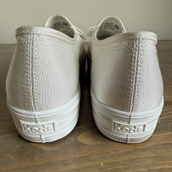 Keds Womens 8.5 White Bow Celebrations Triple Decker Platform Slip On Sneakers - Picture 5 of 8